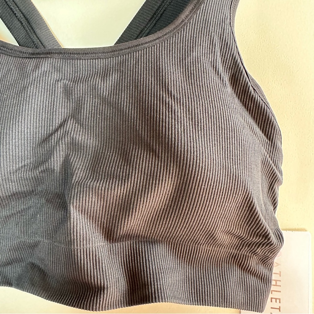 NWT Athleta XL D-DD Aurora Black Ribbed Scoop Sports Bra cross back new support - Picture 8 of 12